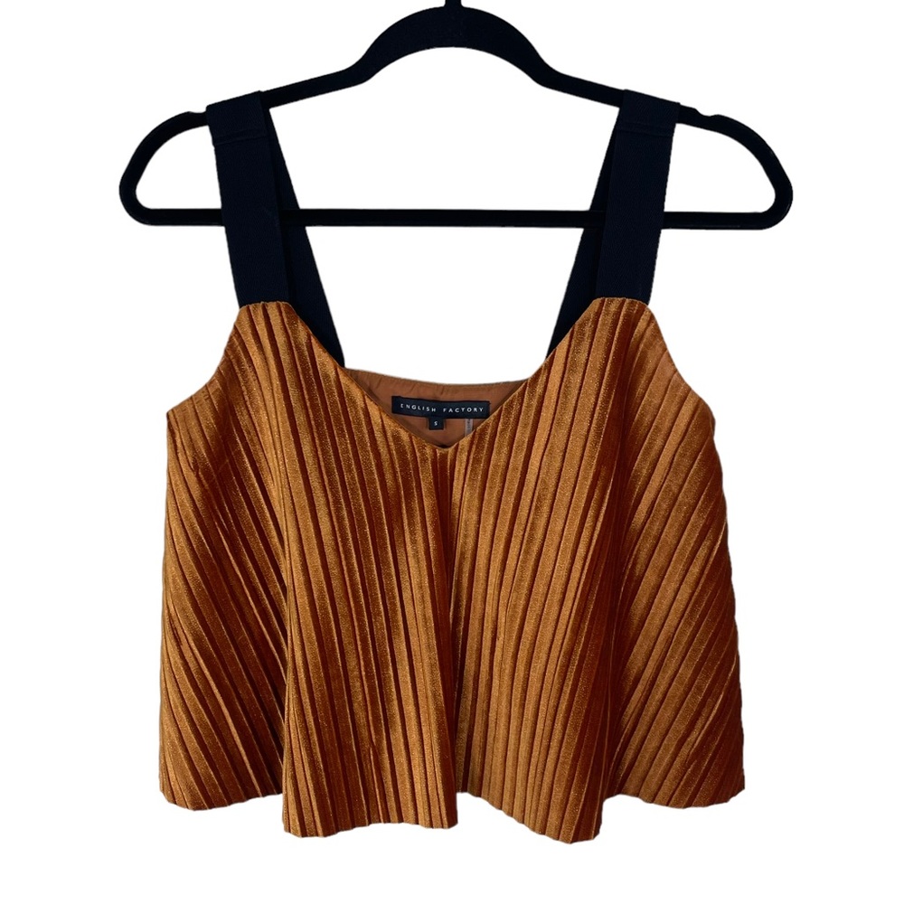English Factory Gold Velvet Cropped Top